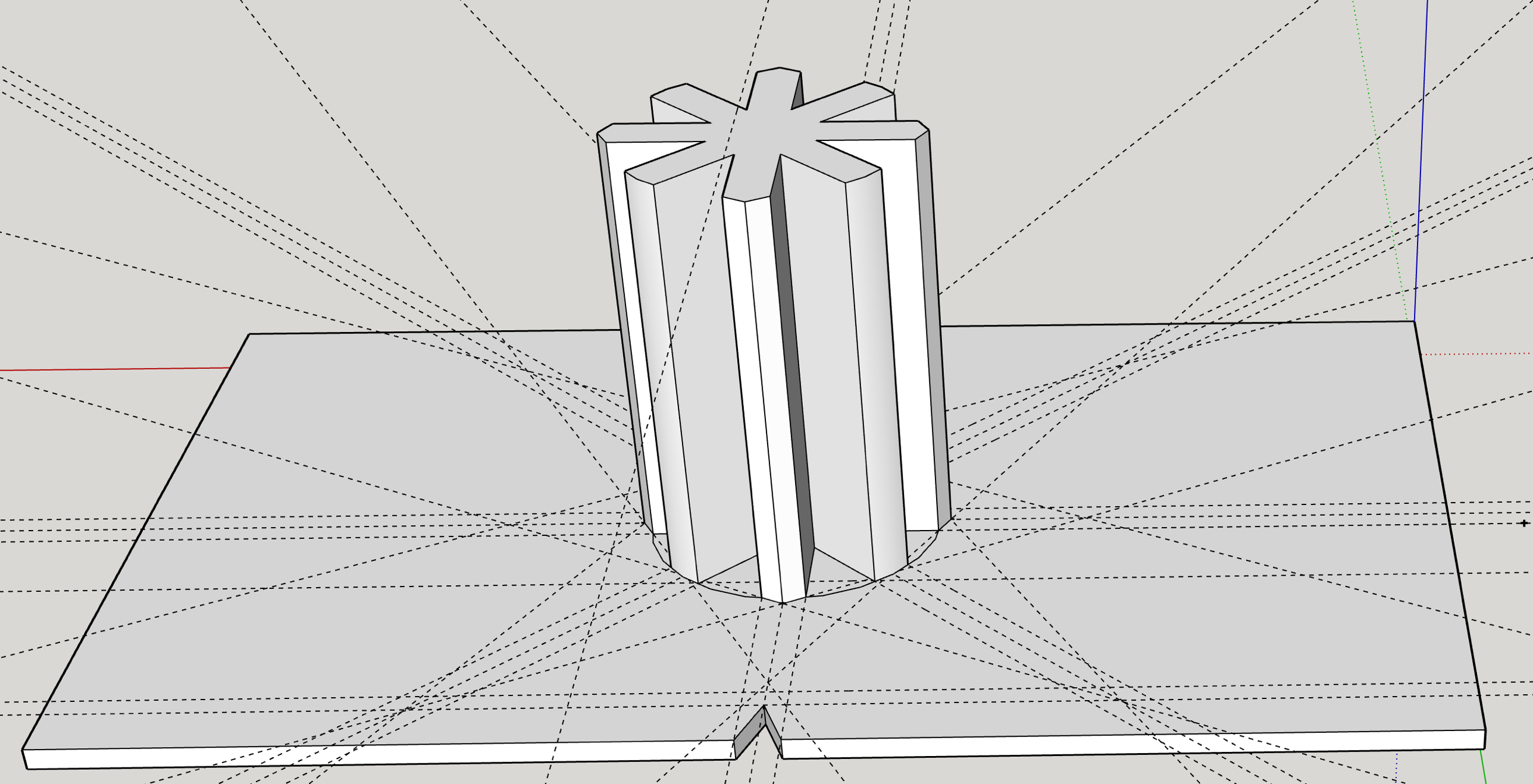 3D render of the replacement sidecar shell post — an eight-vane column on a flat base