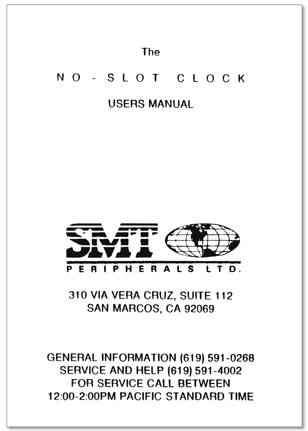 No-Slot Clock manual